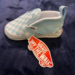 Vans Baby Blue Checkered Slip-On V-Crib Baby Shoes - Size 3 - NWT